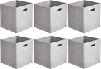 Amazon Basics Collapsible Cube Storage Bins, Space-Saving, Organizing Fabric Bins with Handles, 10.5 x 10.5 x 11 inches, Ligh