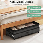 Kitstorack 2Pack Height-adjustable Under Bed Storage with Wheels, Under Bed Storage Containers,Under Bed Shoe Storage Organiz
