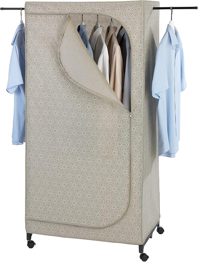 Wenko Balance Wardrobe with Wheels - Mobile Wardrobe Folding, Taupe, Kleiderschrank