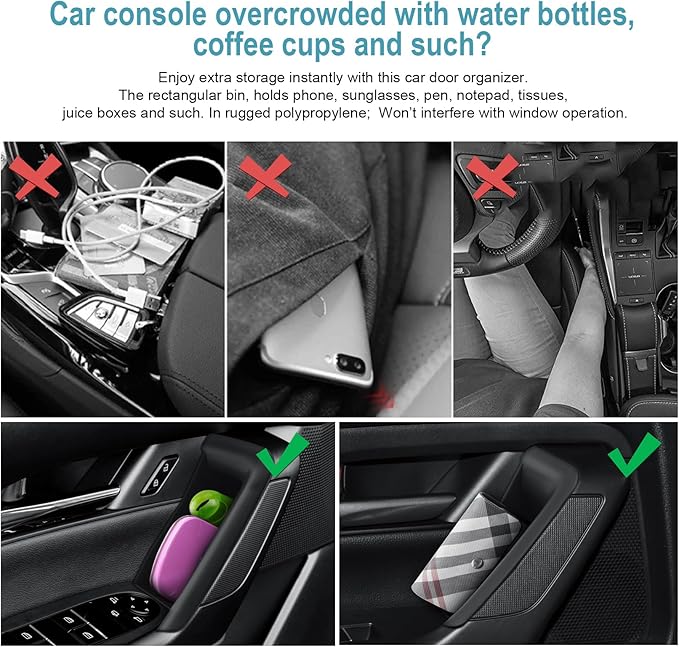 CDEFG 4Pcs for 2025 2026 Mazda CX-50 Center Console Organizer Tray Door Handle Pockets Trash Can Storage Box for 2023 2024 2025 2026 Mazda CX-50 Accessories 4-Doors Trash Bin Storage Case TPE Material