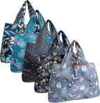 allydrew Large Foldable Tote Nylon Reusable Grocery Bags, 5 Pack