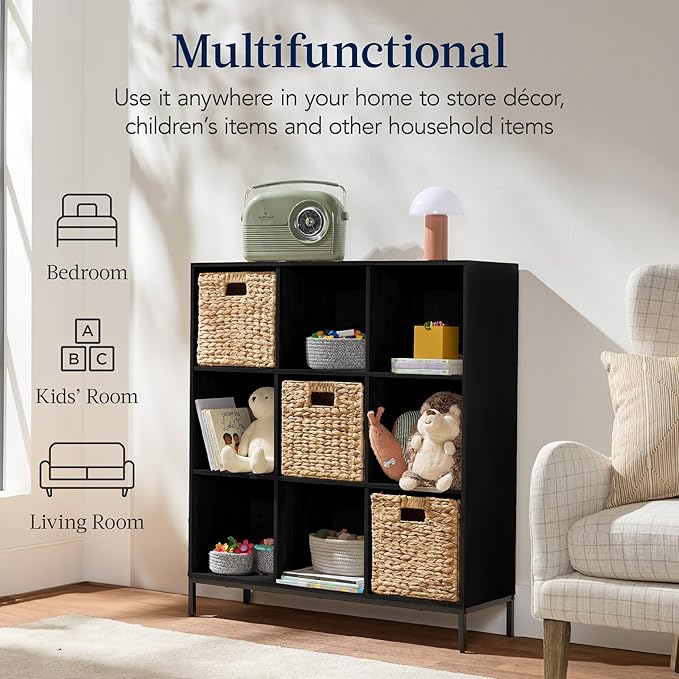 Best Choice Products 9-Cube Bookshelf, 3-Tier Wood Storage Bookcase W/Legs, 11in Shelf Opening, Cube Organizer, Living Room, 
