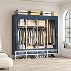 Portable Wardrobe with 4 Drawers and 3 Shelves, 67 Inch Large Capacity Freestanding Wardrobe Hanging Organizer with Lid for B
