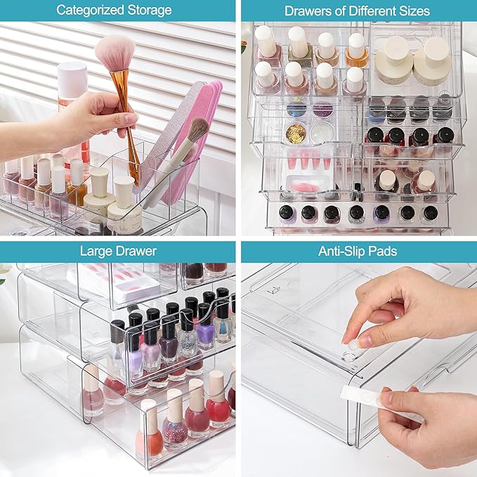 Vtopmart 5 Tier Clear Makeup Organizer with Drawer, Cosmetic Storage for Dresser Countertop and Bathroom Vanity, Beauty Holde