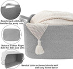65L Large Blanket Basket,21"x16"x12" Rectangle Storage Bin with Handles,Woven Rope Laundry Basket for Toys, Clothes,Pillows,M