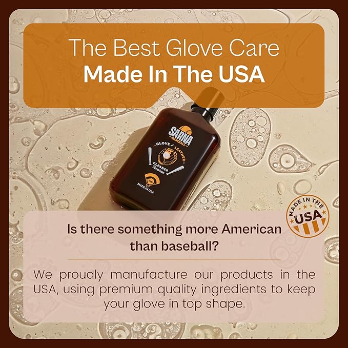 Glove & Leather Cleaner, 8 Oz – Gently Removes Dirt & Sweat Without Darkening – Water-Based Formula for Colored Gloves – Doub