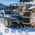Qoosea Snow Chains 8Pcs Tire Chains Snow Chains for Car SUV Tire Chains with Tightening Buckles Universal Anti-Slip Snow Tire