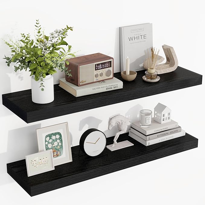 36 Inch Floating Shelves, 36"x9.25"x1.5" Inch Deep Floating Shelves for Wall, Wooden Shelves for Bathroom, Bedroom, Living Ro