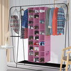 coastal rose Hanging Shoe Organizer for Closet, 30 Sections Hanging Closet Organizers and Storage Shelves Space Saving Shoe R