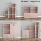Homes: Inside + Out Apexa 3-Tier Cube Storage Organizer Shelves, Stackable Wood Bookcase Fits Cubby Bins for Organization, Do
