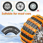 Fohil 8 Pack Snow Chains, Adjustable Portable Tire Chains for Car Truck SUV, Universal Thickened Emergency Snow Tyre Chains (