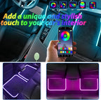Soft Car Floor Mats with Led Strip Light, App Control Leather Interior Car Lights Floor Mats, Universal Fit Black Automotive Carpet, Anti-Slip Waterproof RGB Car Decor Accessories for SUV,Sedan,Jeeps