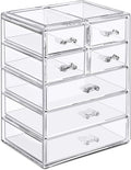 Sorbus Acrylic Makeup Organizer Set, 7-Drawer Vanity & Countertop Cosmetic Storage with Small & Wide Drawers, Clear Makeup St