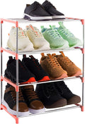 4-Tier Stackable Small Shoe Rack, Lightweight Shoe Shelf Storage Organizer for Entryway, Hallway and Closet (Pink)