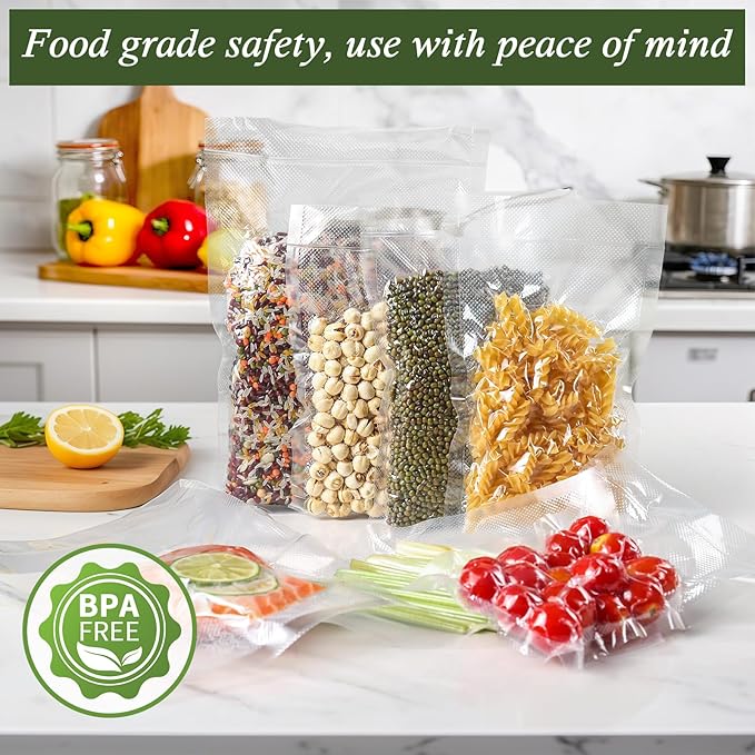 Vacuum Sealer Bags For Food - 100 Quart 11" x 16" - Commercial Grade BPA Free Bag - Durable Customized Size Food Vac Bags for