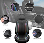 CAR PASS Nappa Leather Car Seat Covers, Durable Waterproof Luxury Universal for SUV Pick-up Truck Sedan, Anti-Slip Driver 5 S