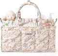 Baby Essentials Cute Floral Diaper Caddy Organizer – Portable Storage Basket with Shoulder Strap & Stroller Hooks, Splashproo