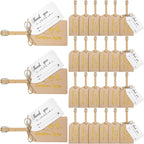 Sweetude 48 Sets Leather Luggage Tag Bulk and So The Adventure Begins Luggage Tags with Name Card for Wedding Bridal Shower B