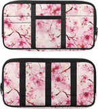 Pink Flower Car Sun Visor Organizer, Multi-Pocket Auto Visor Organizers Card Holder Car Storage Bag with Zipper Scratch-Resistant Auto Sunshade Organizer Bag Organizes Essentials