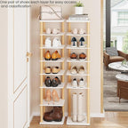 LUCKNOCK Vertical Shoe Rack, 8-Tier Tall Narrow Shoe Organizer for Entryway, Closet, Dorm & Small Spaces, Freestanding Wooden