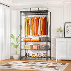 Ulif H4 Portable Closets, 4-Tier Metal Clothes Garment Rack for Bedroom and Cloakroom, Clothing Closet Storage and Organizer 