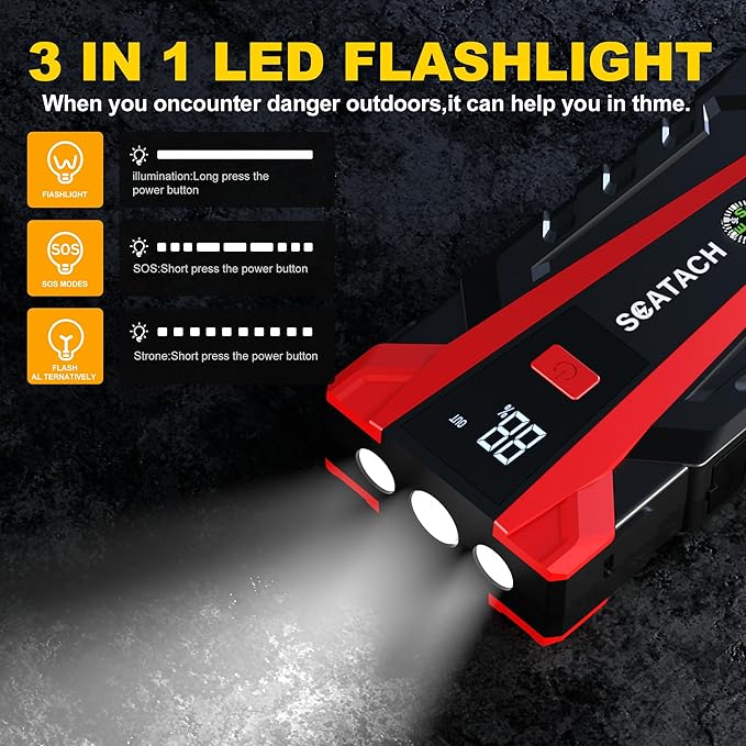 Scatach 6000A Car Battery Jump Starter,12V Portable Jump Starter Battery Pack (up to 9.0L Gasoline and 7.0L Diesel Engine),