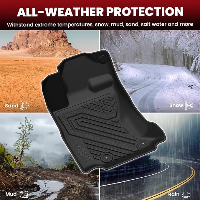LASFIT Floor Mats for Subaru Outback & Legacy 2020-2025, All Weather TPE Custom Fit Easy Clean Durable No-Curling Floor Liners for Subaru Outback 1st & 2nd Row Car Mats, Black