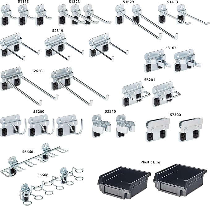 Triton Products LH3-KIT LocHook 30-Piece Zinc Plated Steel Hook and Bin Assortment for LocBoard