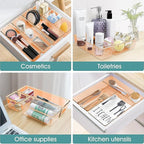 WOWBOX 25 PCS Plastic Drawer Organizer Set, 4 Sizes Desk Drawer Divider Organizers and Storage Bins for Makeup, Jewelry, Gadg