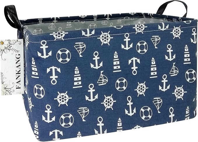 FANKANG Storage Basket,Nursery Hamper Canvas Laundry Basket Foldable with Waterproof PE Coating Storage, Office, Bedroom, Clo