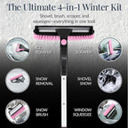 Best Choice Products 4 in 1 Snow Brush with Shovel, Squeegee & Ice Scraper, Up to 39" Extendable Foam Grip, 270° Pivoting Snow Brush for Car Truck SUV, Storage Bag Included - Pink