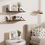 Deep Floating Shelves,24" Wx10 D Floating Shelf for Wall Set of 2,Hanging Storage Shelf with Metal Brackets,Wide Display Wall