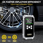 Car Jump Starter with Air Compressor, 9000A 160PSI Jump Starter Pack (All Gas/10.0L Diesel), 12V Battery Jump Starter with