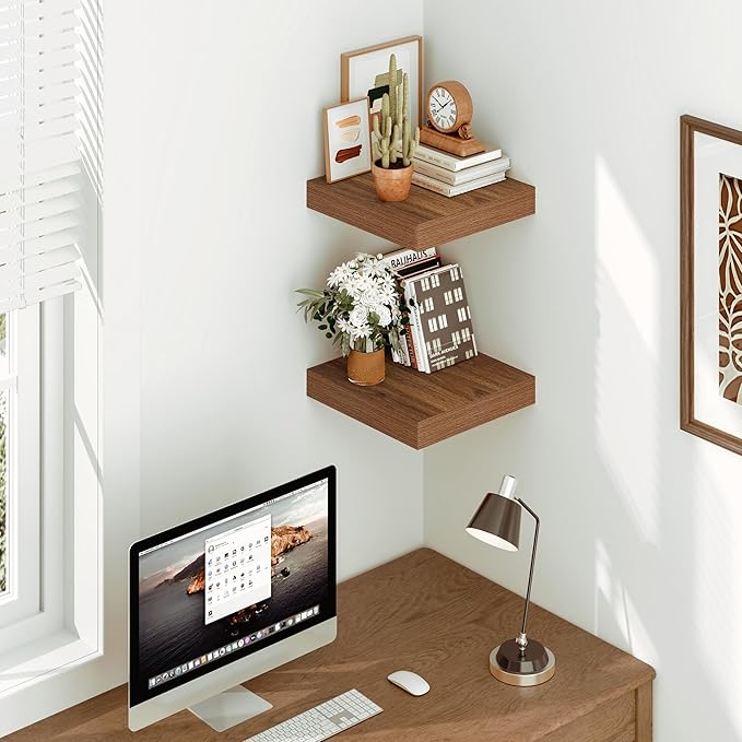 Vivelove Rustic Floating Shelves for Wall 12 Inch Deep, 12" X 12" X 1.5" Floating Shelf, 2 Inch Thick Shelf for Living Room B