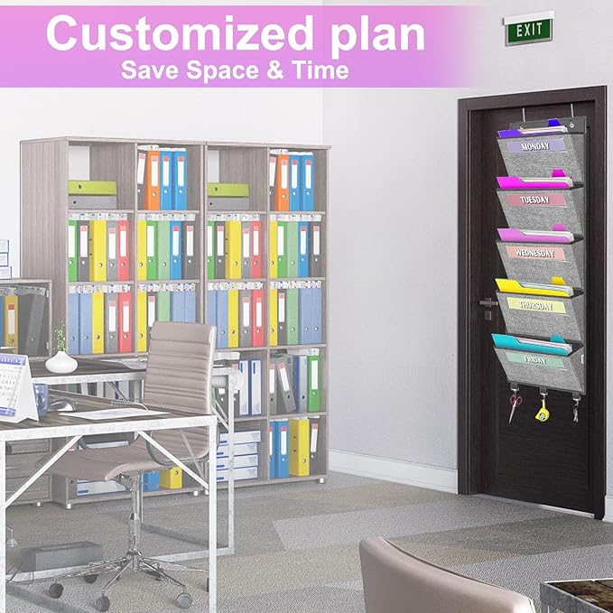homyfort Over the Door hanging File Organizer, Weekly Hanging File Folders, Wall Organizers and Storage for Mail, Magazine, N