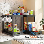 2 Pack Pull-Out Storage Organizers, Under Sink Organizer and Storage for Bathroom & Kitchen,Multi-Purpose Under Cabinet Organ
