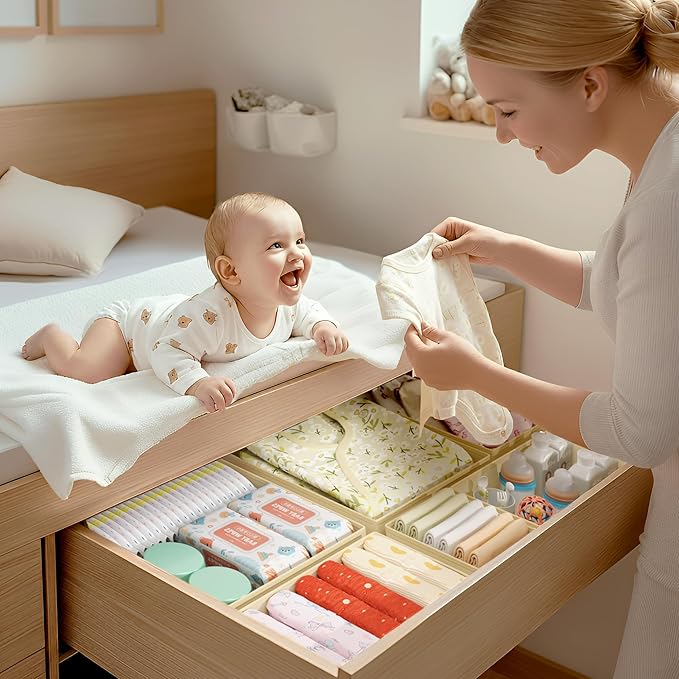 DIMJ Drawer Organizer Clothes - 18 Pack Baby Dresser Organizer for Nursery, Foldable Drawer Organizer Bins for Closet Bedroom