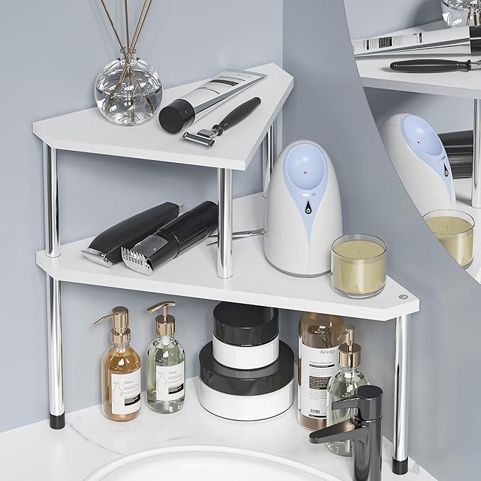 Weenson Bathroom Counter Organizer Over Sink for Toiletries Makeup, Kitchen Countertop Organizer Spice Rack for Salt, 2-Tier 