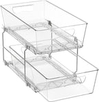 Simple Houseware 2 Tier Basket Drawer Cabinet Pull-Out Organizer, Clear