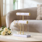 bussdis 2 Tier Bracelet Holder Display - Detachable T Bar White Velvet Bracelet Holder, Jewelry Holder Organizer for Bracelet