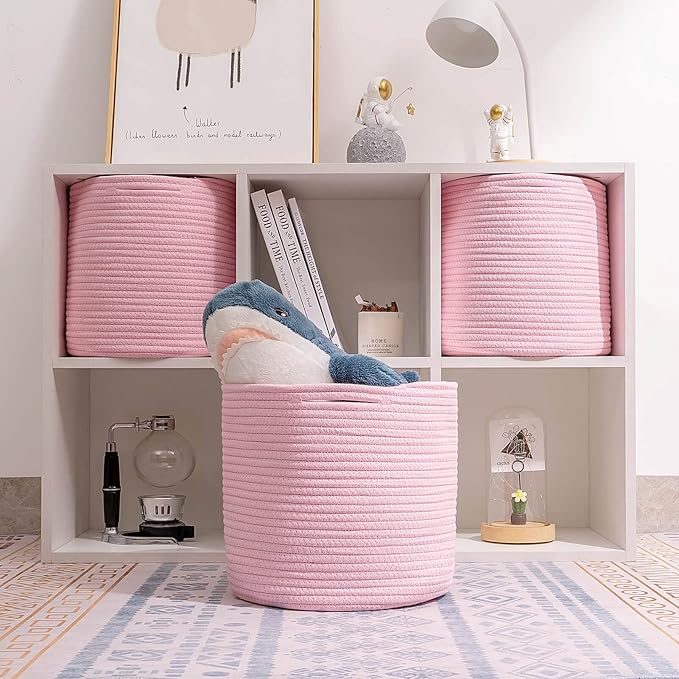 voten Storage Cubes Baskets Bins Organizer 11x11x11'' Fit 12x12''Cube Storage Organizer Bookcases Shelf,Durable Woven Cotton 