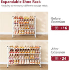 Tajsoon Expandable Shoe Rack for Closet 4 Tier, 29“-41“Adjustable & Stackable Shoe Shelf Storage, Metal Shoe Rack Organizer f