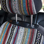 Car Seat Cover Baja Saddle Blanket 4PCS Front Striped Multicolor, Hippie Boho Seat Cover Universal Fit for Toyota, Honda, Nis