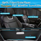KMF 6pcs Thicken Sun Shades for Honda Civic Sedan 2012-2015 Accessories, Windshield Sunshade Full Car Window Covers for Side Rear, UV Block and Blackout Privacy for Camping Outdoor