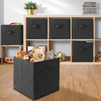 Casafield Set of 6 Collapsible Fabric Cube Storage Bins, Black - 13" Foldable Cloth Baskets for Shelves, Cubby Organizers & M