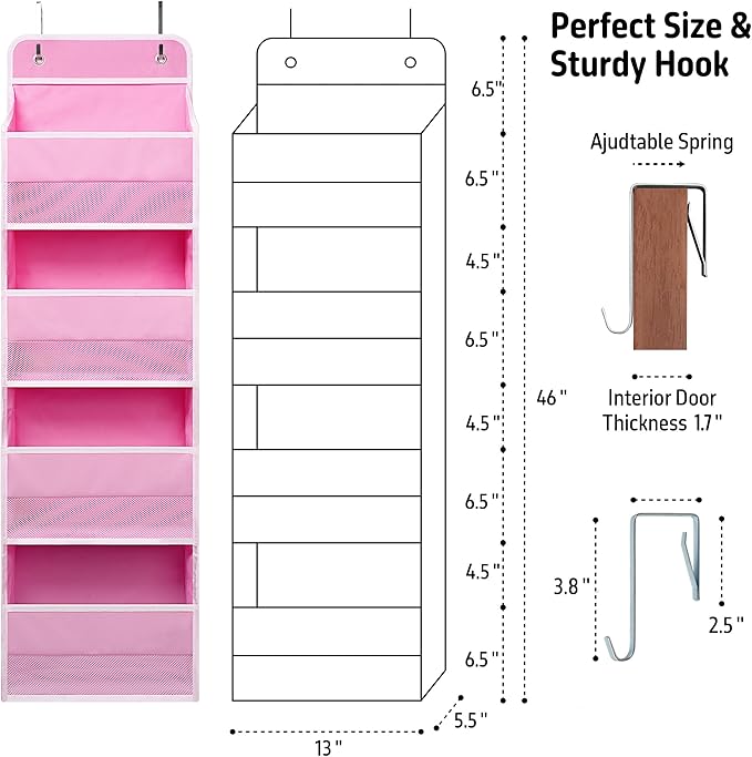 Giraffe Creation Over Door Organizer with 4 Large Capacity Pockets, Heavy Duty Hanging Organizer Storage for Closet Bathroom 