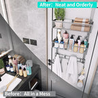 HapiRm Over The Door Hanger with Coat Hooks and 2 Baskets, Rustproof & Waterproof Over The Door Hooks, Storage Organizer for 