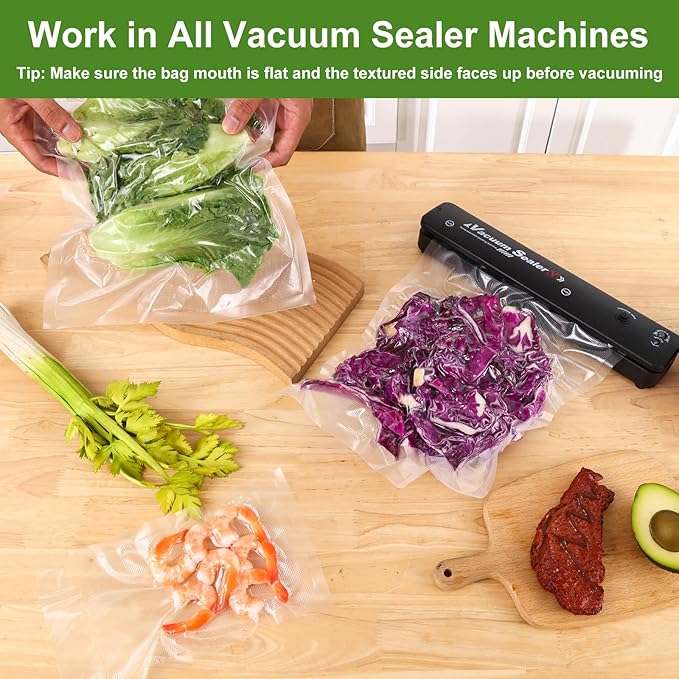 [2025 Upgraded]Moretoes Vacuum Sealer Bags, 30 Gallon 11"x 16"and 70 Quart 8"x 12"and 50Pint 6"x 10"Food Saver Bags BPA Free,