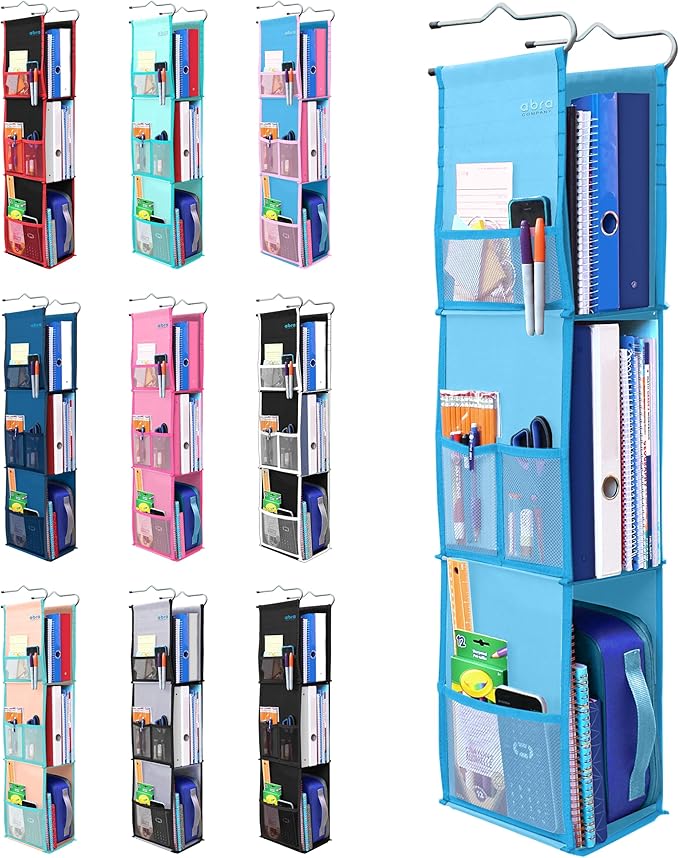 ABRA® 3 Shelf Hanging Locker Organizer for School, Gym, Work, Storage | Deep Shelves 6.5”x 9”| Eco-Friendly Fabric Healthy fo
