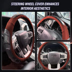 Breathable Leather Steering Wheel Cover with Non-Slip Grip for Enhanced Comfort - Designed for 15.35-16.14Inch Wheels on Pick